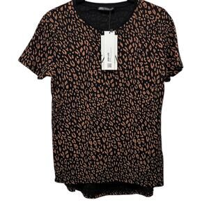 ZARA Top Womens Size Small Cheetah Animal Print Stretch